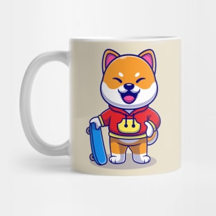 Cool Shiba Inu Dog With Skateboard Cartoon Mug